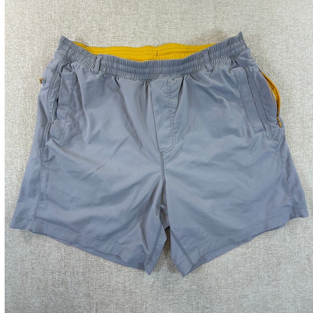 Birddogs Men's XXL Gray Yellow Boom Lined Athletic Workout Performance Shorts